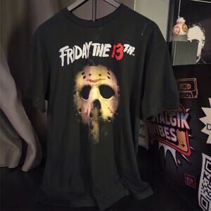 Friday the 13th Jason Mask T-Shirt Camp Crystal Lake Horror Tee Size Large